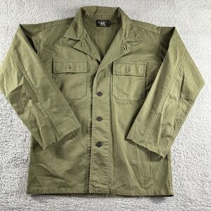 RRL Barrow Military Shirt Olive Mens Small Herringbone Workshirt Western Twill
